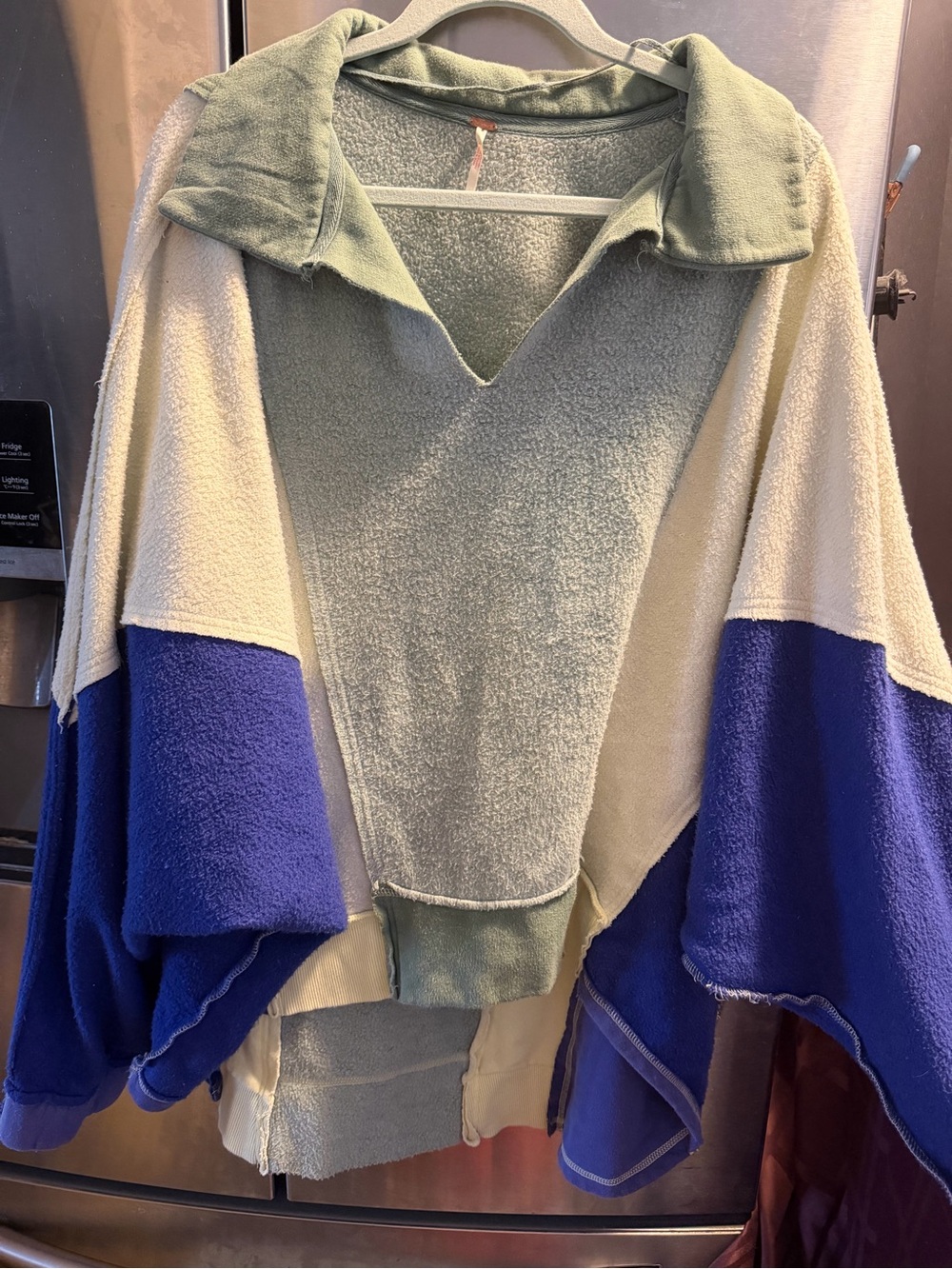 Free People Colorblock Pullover in Sage, Cream & Royal Blue